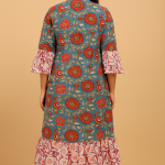 Floral Printed Red Women Dress, Cotton Handmade Dress, Skater Circle Dress, Customized Measurement Size Also Available