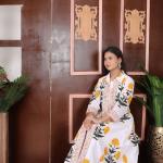 Hand Block Printed Dress, Yellow Colour Floral Print Dress, Indian Cotton Dress, Summer Women Dress, Long Women Dress, Gift For Her