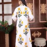 Hand Block Printed Dress, Yellow Colour Floral Print Dress, Indian Cotton Dress, Summer Women Dress, Long Women Dress, Gift For Her