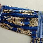 Blue Stripes Tiger Midi Dress: Hand Block Print Indian Cotton Summer Dress