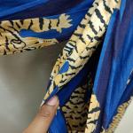 Blue Stripes Tiger Midi Dress: Hand Block Print Indian Cotton Summer Dress
