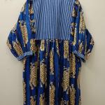 Blue Stripes Tiger Midi Dress: Hand Block Print Indian Cotton Summer Dress