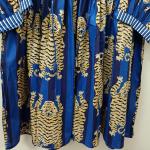 Blue Stripes Tiger Midi Dress: Hand Block Print Indian Cotton Summer Dress
