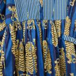 Blue Stripes Tiger Midi Dress: Hand Block Print Indian Cotton Summer Dress