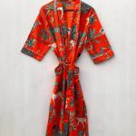 Jungle print Kimono, Handmade Kimono Robe, Indian Soft Cotton Kimono, Japanese Kimono, Long Dressing Gown, Women's Clothing