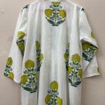 White Floral hand block Print full Sleeve Dress, Block print dress, Midi Dress, Mini Dress, Customize Measurement Size Also Available