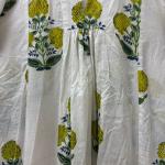 White Floral hand block Print full Sleeve Dress, Block print dress, Midi Dress, Mini Dress, Customize Measurement Size Also Available