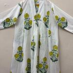 White Floral hand block Print full Sleeve Dress, Block print dress, Midi Dress, Mini Dress, Customize Measurement Size Also Available