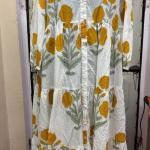 Hand Block Print Cotton Maxi Dress: Bohemian Floral Tiered Resort Wear