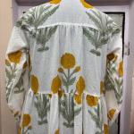 Hand Block Print Cotton Maxi Dress: Bohemian Floral Tiered Resort Wear