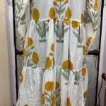 Hand Block Print Cotton Maxi Dress: Bohemian Floral Tiered Resort Wear