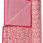 Handmade Cotton Block Print Quilt – Reversible Floral Jaipuri Blanket, Red Border Bedding, Indian Cotton Quilt