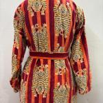 Handmade Green Jungle Print Velvet Kimono Robe: Cotton Bridal Coat