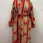 Handmade Green Jungle Print Velvet Kimono Robe: Cotton Bridal Coat