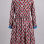 Red Floral Cotton Kaftan Dress for Women, Hand Block Print Midi Dress, Boho Summer Dress, Loose Fit V Neck Dress, Beach Cover Up, Casual Resort Wear
