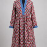Red Floral Cotton Kaftan Dress for Women, Hand Block Print Midi Dress, Boho Summer Dress, Loose Fit V Neck Dress, Beach Cover Up, Casual Resort Wear