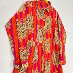 Women's Red Tiger Print Maxi Dress | Full Sleeve Collared Long Dress | Elegant Cotton Shirt Dress with Pockets
