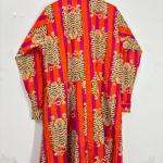 Women's Red Tiger Print Maxi Dress | Full Sleeve Collared Long Dress | Elegant Cotton Shirt Dress with Pockets