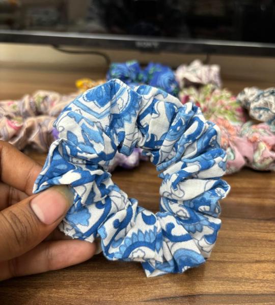 Peck Of 10 Pieces, Repurposed/Upcycled/Vintage Fabric Hair Scrunchies, Ponytail Holder, Print Band, Accessories, Sustainable Fabrics