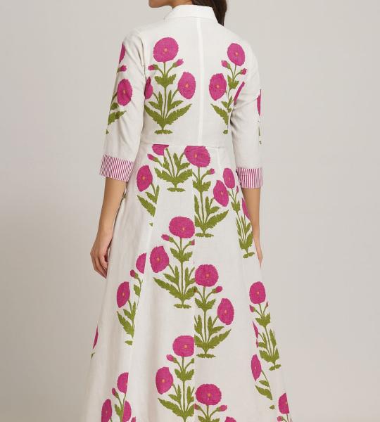 Hand Block Printed Cotton Dress, Lining Floral printed Dress, Handmade Dress, Wedding Long Dress For Women