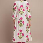 Handmade Cotton Pink Floral Printed Women Dress, Indian Block Printed Dress, Cotton Summer Dress, Beautiful Cotton Dress, Gift For Her