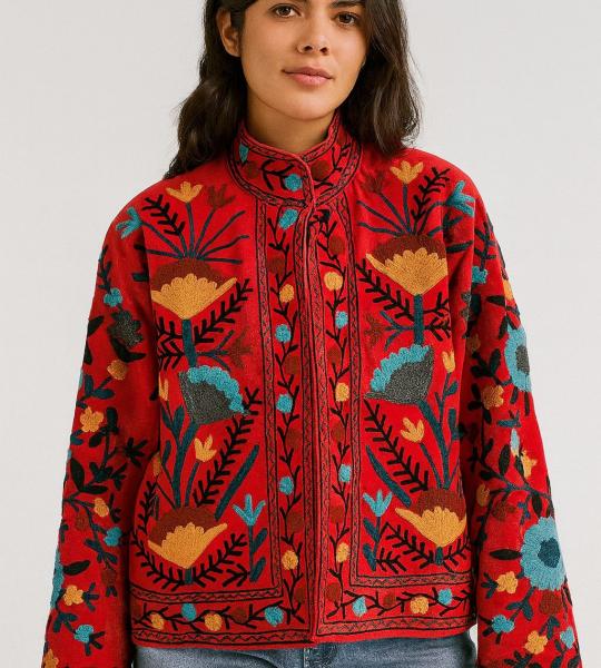 Suzani Indian Embroidery Jacket Boho Vintage Style Ethnic Festival Wear Handcrafted Outerwear
